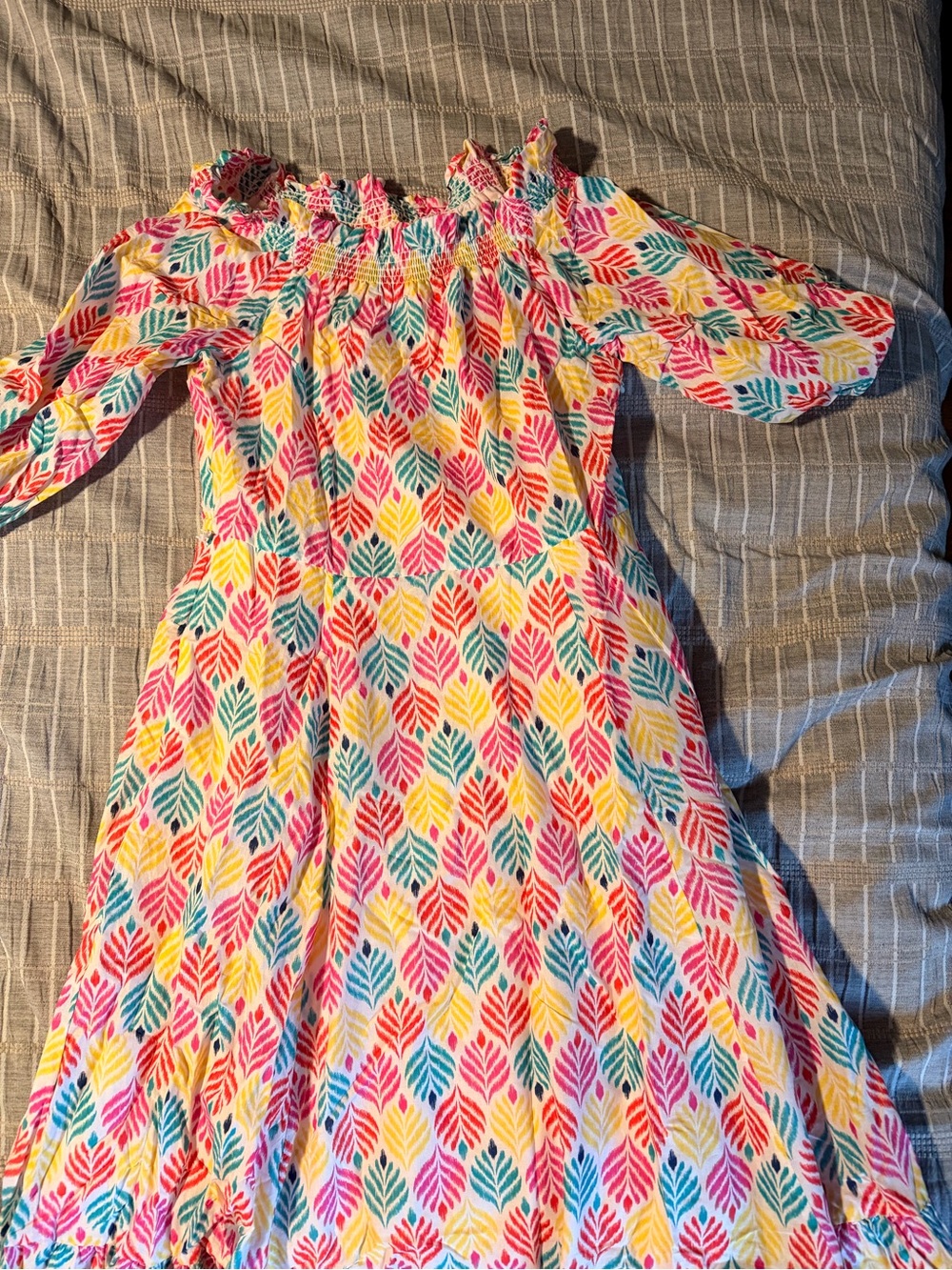 Boden Women’s Multicolor Leaf-Print Off-Shoulder Dress